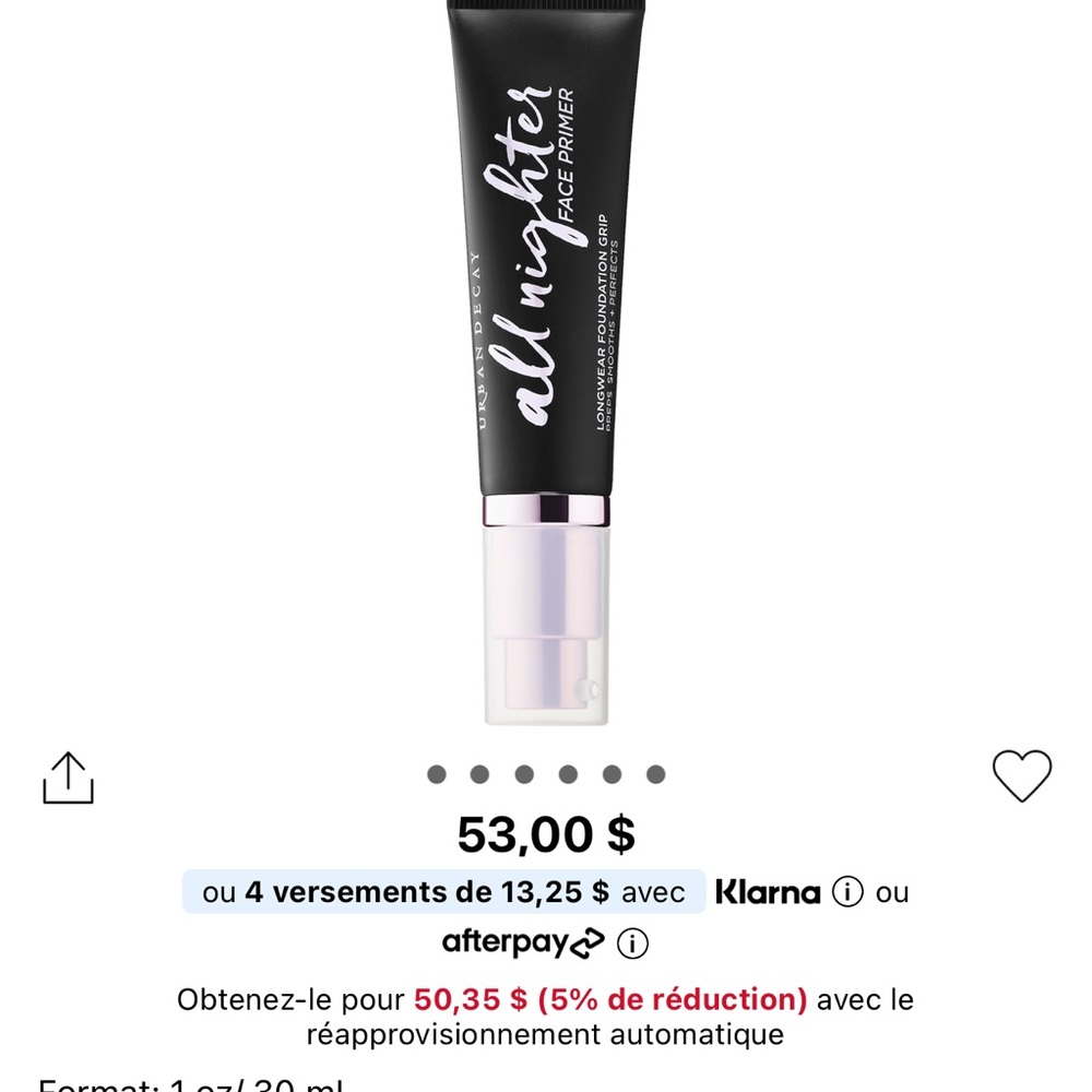 Urban Decay All Nighter Face Primer - Black Tube